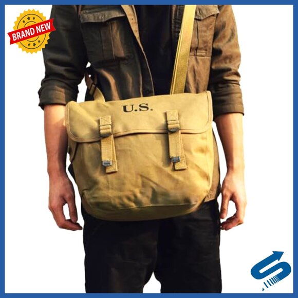 Vintage Canvas Messenger Bag Tactical Military Crossbody Satchel Haversack - Picture 2 of 7